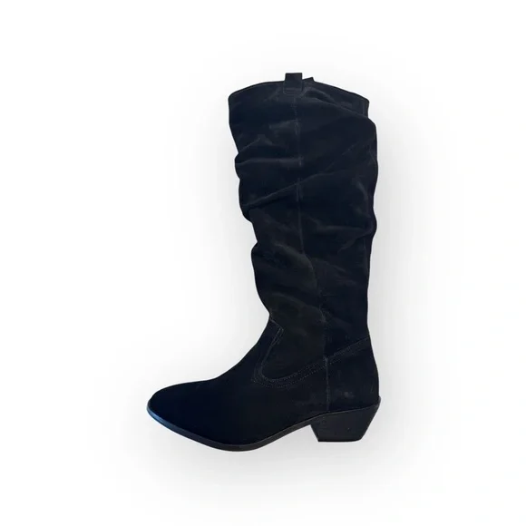 ANTHROPOLOGIE TALL KNEE HIGH TALL SCRUNCH BOOTS SUEDE BLACK SIZE 8.5 NEW - Picture 9 of 10